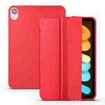 For iPad mini 6 3-folding Horizontal Flip Honeycomb TPU Shockproof + PU Leather Tablet Case with Holder(Red)