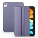 For iPad mini 6 3-folding Horizontal Flip Honeycomb TPU Shockproof + PU Leather Tablet Case with Holder(Lavender Gray)