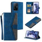 For Xiaomi Mi 11T Stitching Calf Texture Horizontal Flip Leather Case with Holder & Card Slots & Wallet(Blue)