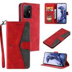 For Xiaomi Mi 11T Stitching Calf Texture Horizontal Flip Leather Case with Holder & Card Slots & Wallet(Red)
