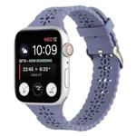 Hollow Out Silicone Watch Band For Apple Watch Series 8&7 41mm / SE 2&6&SE&5&4 40mm / 3&2&1 38mm(Grey Blue)