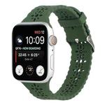 Hollow Out Silicone Watch Band For Apple Watch Ultra 49mm / Series 8&7 45mm / SE 2&6&SE&5&4 44mm / 3&2&1 42mm(Olive Green)