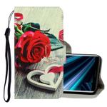 For Sony Xperia 20 3D Colored Drawing Horizontal Flip PU Leather Case with Holder & Card Slots & Wallet(Red Rose)