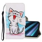 For Sony Xperia XZ4 3D Colored Drawing Horizontal Flip PU Leather Case with Holder & Card Slots & Wallet(Red Mouth Cat)