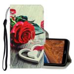 For Xiaomi Redmi 7A 3D Colored Drawing Horizontal Flip PU Leather Case with Holder & Card Slots & Wallet(Red Rose)