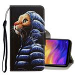 For Xiaomi Redmi Note 7 3D Colored Drawing Horizontal Flip PU Leather Case with Holder & Card Slots & Wallet(Down Jacket Cat)