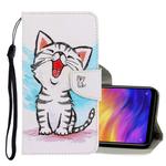 For Xiaomi Redmi Note 7 3D Colored Drawing Horizontal Flip PU Leather Case with Holder & Card Slots & Wallet(Red Mouth Cat)
