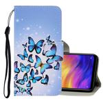 For Xiaomi Redmi Note 7 3D Colored Drawing Horizontal Flip PU Leather Case with Holder & Card Slots & Wallet(Multiple Butterflies)