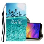 For Xiaomi Redmi Note 7 3D Colored Drawing Horizontal Flip PU Leather Case with Holder & Card Slots & Wallet(Coconut Tree)