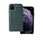For iPhone 11 Pro Max Woven Texture Sheepskin Leather Back Cover Semi-wrapped Shockproof Case (Green)