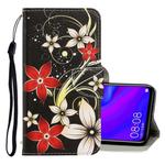 For Huawei Mate 30 Lite 3D Colored Drawing Horizontal Flip PU Leather Case with Holder & Card Slots & Wallet(Red Flower)