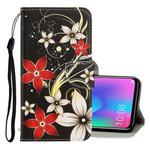 For Huawei Honor 10 Lite 3D Colored Drawing Horizontal Flip PU Leather Case with Holder & Card Slots & Wallet(Red Flower)