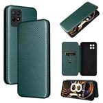 For OPPO Realme 8i Carbon Fiber Texture Horizontal Flip TPU + PC + PU Leather Case with Card Slot(Green)