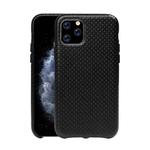 For iPhone 11 Pro Mesh Texture Cowhide Leather Back Cover Semi-wrapped Shockproof Case (Black)