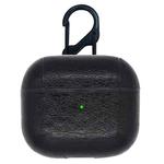 Classic Stick Leather Earphone Protective Case with Hook for AirPods 3(Black)