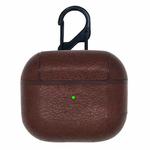 Classic Stick Leather Earphone Protective Case with Hook for AirPods 3(Dark Brown)