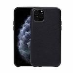 For iPhone 11 Pro Litchi Texture Cowhide Leather Back Cover Semi-wrapped Shockproof Case (Black)