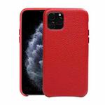 For iPhone 11 Pro Litchi Texture Cowhide Leather Back Cover Semi-wrapped Shockproof Case (Red)