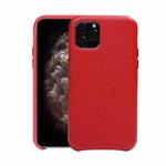 For iPhone 11 Pro Max Litchi Texture Cowhide Leather Back Cover Semi-wrapped Shockproof Case (Red)