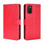 For Samsung Galaxy A03s 166mm Crazy Horse Texture Horizontal Flip Leather Case with Holder & Card Slots & Lanyard(Red)