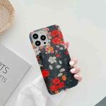 Painted Pattern Shockproof TPU Protective Case For iPhone 13(Black Flower)