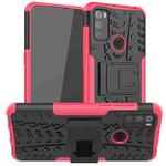 For Alcatel 3L (2021) Tire Texture Shockproof TPU+PC Protective Case with Holder(Pink)