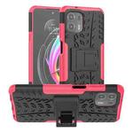 For Motorola Edge 20 Lite Tire Texture Shockproof TPU+PC Protective Case with Holder(Pink)