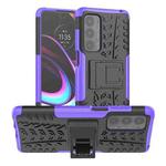 For Motorola Edge (2021) Tire Texture Shockproof TPU+PC Protective Case with Holder(Purple)