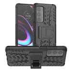 For Motorola Edge (2021) Tire Texture Shockproof TPU+PC Protective Case with Holder(Black)