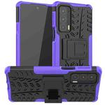 For Motorola Edge 20 Tire Texture Shockproof TPU+PC Protective Case with Holder(Purple)