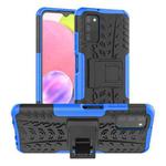 For Samsung Galaxy A03S 164mm Tire Texture Shockproof TPU+PC Protective Case with Holder(Blue)