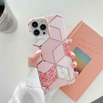 Splicing Marble Pattern TPU Shockproof Protective Case For iPhone 13(Pink Grid)