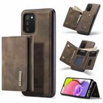 For Samsung Galaxy A03s 166mm DG.MING M1 Series 3-Fold Multi Card Wallet  Back Cover Shockproof Case with Holder Function(Coffee)