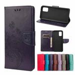 For Samsung Galaxy A03s 166mm Butterfly Flower Pattern Horizontal Flip Leather Case with Holder & Card Slots & Wallet(Deep Purple)