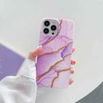 Marble Flash Gold Pattern TPU Shockproof Protective Case For iPhone 13 Pro(Purple)