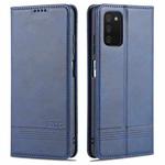 For Samsung Galaxy A03s 166mm AZNS Magnetic Calf Texture Horizontal Flip Leather Case with Card Slots & Holder & Wallet(Dark Blue)