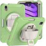 For iPad mini 6 360 Degree Rotation PC + TPU Protective Tablet Case with Holder & Hand-strap(Matcha Green)