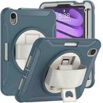 For iPad mini 6 360 Degree Rotation PC + TPU Protective Tablet Case with Holder & Hand-strap(Cornflower Blue)