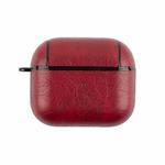 Wireless Earphone Leather Shockproof Protective Case for AirPods 3(Red)