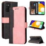 For Samsung Galaxy A03s 166mm Business Stitching-Color Horizontal Flip PU Leather Case with Holder & Card Slots & Photo Frame(Pink)