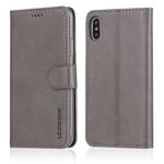 For iPhone X / XS LC.IMEEKE Calf Texture Horizontal Flip Leather Case, with Holder & Card Slots & Wallet(Grey)