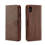 For iPhone XS Max LC.IMEEKE Calf Texture Horizontal Flip Leather Case, with Holder & Card Slots & Wallet(Brown)