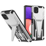 For Samsung Galaxy A22 5G Super V Armor PC + TPU Shockproof Case with Invisible Holder(Silver)