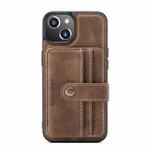 For iPhone 13 JEEHOOD Anti-theft Brush Magnetic PU + TPU Protective Case with Card Slot(Brown)