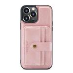 For iPhone 13 Pro Max JEEHOOD Anti-theft Brush Magnetic PU + TPU Protective Case with Card Slot (Pink)