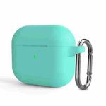 Silicone Thickening Wireless Earphone Protective Case with Hook For AirPods 3(Mint Green)