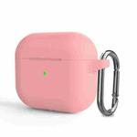 Silicone Thickening Wireless Earphone Protective Case with Hook For AirPods 3(Pink)