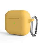 Silicone Thickening Wireless Earphone Protective Case with Hook For AirPods 3(Yellow)