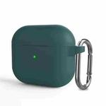 Silicone Thickening Wireless Earphone Protective Case with Hook For AirPods 3(Dark Green)