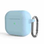 Silicone Thickening Wireless Earphone Protective Case with Hook For AirPods 3(Light Blue)